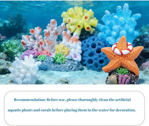 10-Piece Aquarium Decorating Set, Featuring Artificial Aquatic Plants and Mini Corals, Colorful Fish Tank Decorations, Made of PVC and Synthetic Resin in Kuwait