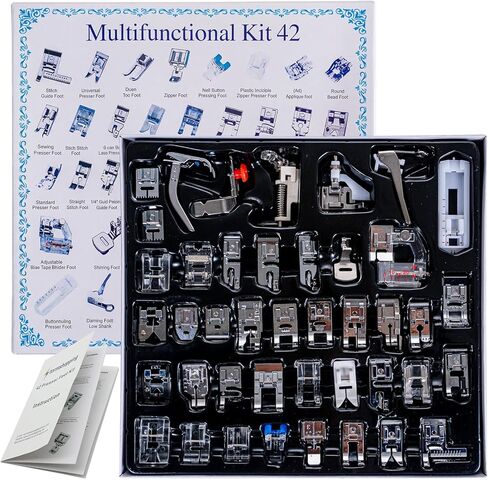 Professional Domestic 42 PCS Sewing Machine Sewing Foot Presser Foot Set with Manual for Brother, Singer, Babylock, Janome, Elna, Toyota, New Home, Simplicity and Kenmore Low Shank Sewing Machines in Saudi Arabia