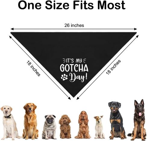It's My Gotcha Day Black Dog Bandana, Cute Pet Adoption Scarf Accessory Photo Prop for Adoption Anniversary Party Dinner Holiday, Adoptions Day Gifts for Dog Mom Dad, Birthday for Puppy Baby in Kuwait