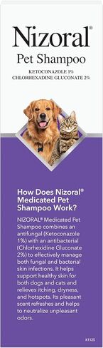 Nizoral Ketoconazole Pet Shampoo for Dogs and Cats, 16 Oz, 1% Ketoconazole, 2% Chlorhexidine Gluconate, Antifungal, Antimicrobial Support, Skin Health, Odor Control, Dog Itching Skin Relief Shampoo in Kuwait