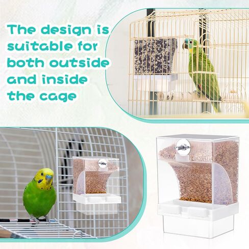 GlikCeil 12 Pcs No Mess Bird Feeder Automatic Bird Feeder for Cage Bulk Parrot Seed Food Container Cage Accessories for Small Medium Parakeet Canary Cockatoo Cockatiel Finch in Kuwait