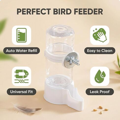 Automatic Bird Water Dispenser, Gravity Water Bowl & Bird Cage Feeder, Easy to Clean & Fits Most Cages – Bebederos para Pajaritos for Parakeet Cockatiel Budgie in Kuwait
