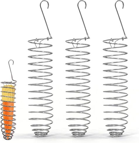 3Pcs Stainless Steel Bird Food Holder Set - Hanging Foraging Basket Cage Accessories, Metal Fruit & Vegetable Feeder for Parrot, Macaw, Cockatoo, Parakeet & Large Birds Cage Toys Gifts in Kuwait
