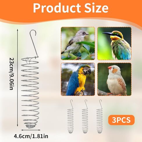 3Pcs Stainless Steel Bird Food Holder Set - Hanging Foraging Basket Cage Accessories, Metal Fruit & Vegetable Feeder for Parrot, Macaw, Cockatoo, Parakeet & Large Birds Cage Toys Gifts in Kuwait