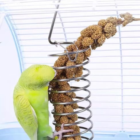3Pcs Stainless Steel Bird Food Holder Set - Hanging Foraging Basket Cage Accessories, Metal Fruit & Vegetable Feeder for Parrot, Macaw, Cockatoo, Parakeet & Large Birds Cage Toys Gifts in Kuwait
