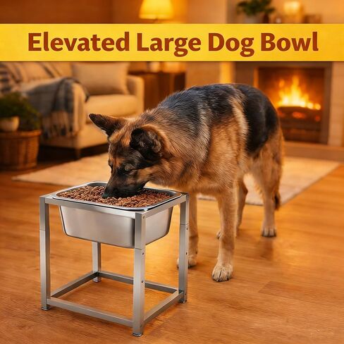 Elevated Dog Bowl Large Breed, 3 Gallons Stainless Steel Dog Bowls with Height Adjustable Raised Metal Stand 11.81'' - 15.75'' for Medium, Large Dogs and Gaint in Kuwait