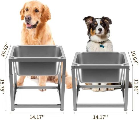 Elevated Dog Bowl Large Breed, 3 Gallons Stainless Steel Dog Bowls with Height Adjustable Raised Metal Stand 11.81'' - 15.75'' for Medium, Large Dogs and Gaint in Kuwait
