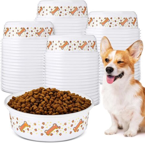 100 Pcs 18 oz Disposable Plastic Dog Feeding Bowls Pet Bowls Cute Dog Paw Food Dish for Cat Dry and Wet Food Water in Kuwait