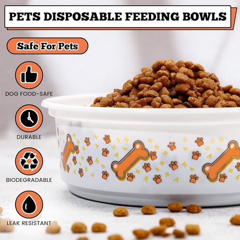 100 Pcs 18 oz Disposable Plastic Dog Feeding Bowls Pet Bowls Cute Dog Paw Food Dish for Cat Dry and Wet Food Water in Kuwait