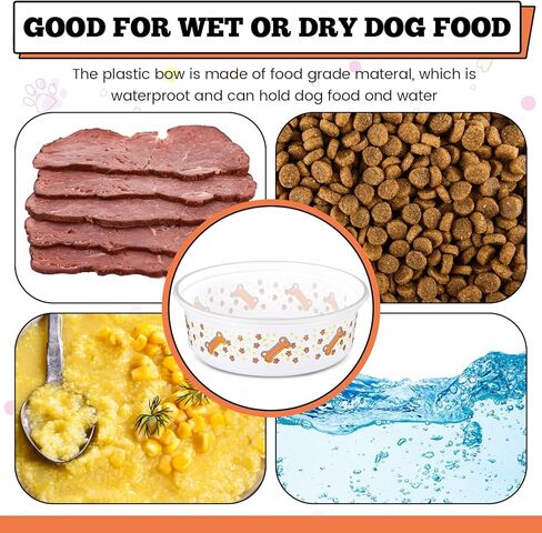 100 Pcs 18 oz Disposable Plastic Dog Feeding Bowls Pet Bowls Cute Dog Paw Food Dish for Cat Dry and Wet Food Water in Kuwait