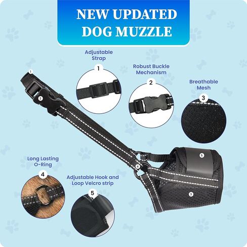 Dog Muzzle Medium Sized Dogs - Soft Muzzle for Medium Sized Dog with Air Mesh | Adjustable Dogs Muzzles to Stop Biting Barking and Chewing that Allows Panting Drinking | Perfect for Small to Large in Kuwait