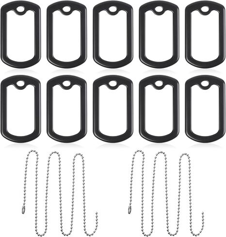 10 PCS Silicone Dog Tag Cover, Black Dog Tags Silencer Cover with Stainless Steel Chain, Pet Tags Covers Dogs ID Tag Covers for Reduce Noise in Kuwait