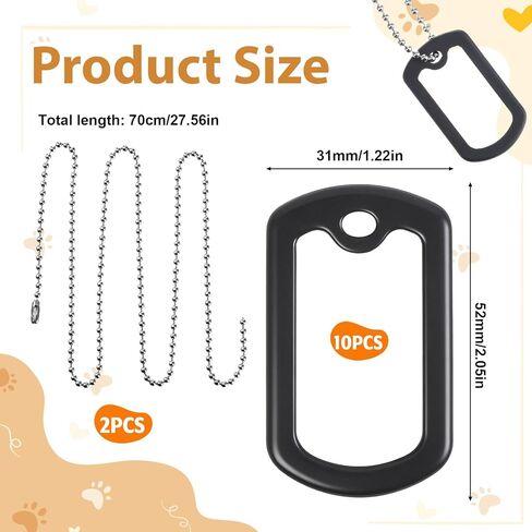 10 PCS Silicone Dog Tag Cover, Black Dog Tags Silencer Cover with Stainless Steel Chain, Pet Tags Covers Dogs ID Tag Covers for Reduce Noise in Kuwait