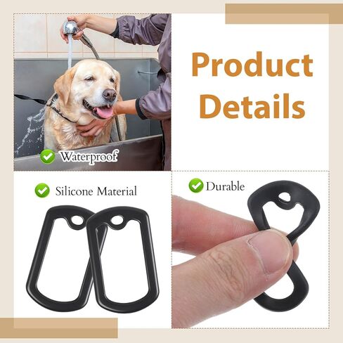 10 PCS Silicone Dog Tag Cover, Black Dog Tags Silencer Cover with Stainless Steel Chain, Pet Tags Covers Dogs ID Tag Covers for Reduce Noise in Kuwait