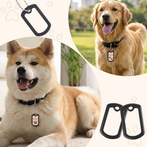 10 PCS Silicone Dog Tag Cover, Black Dog Tags Silencer Cover with Stainless Steel Chain, Pet Tags Covers Dogs ID Tag Covers for Reduce Noise in Kuwait