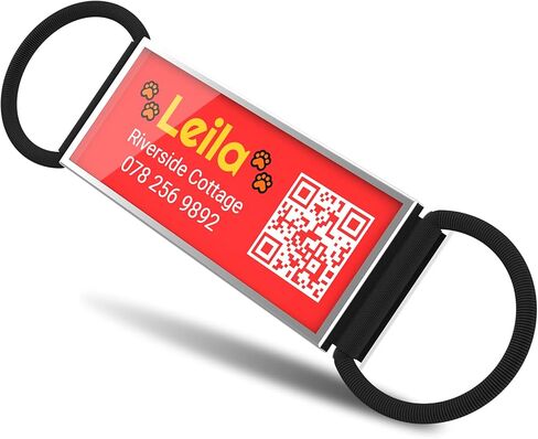 QR Code Slide-On Dog Tag, Personalized Name ID Tag for Pets, Custom Silent & Noiseless Dog Tag – Free Online Profile & Scan QR for Instant Location Alerts via Email in Kuwait