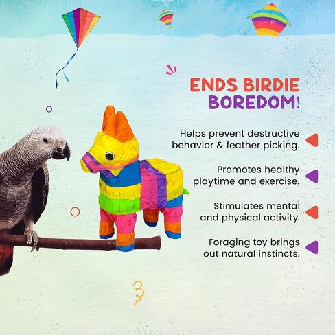 GFF Grass Flip Flops Donkey Pinata Bird Toy - لعبة الطيور المعلقة مقاس 10 بوصة للببغاوات المتوسطة والكبيرة، والرمادي الأفريقي، والرقبة الحلقية، والكونيور، والكويكرز، والسنغال in Kuwait