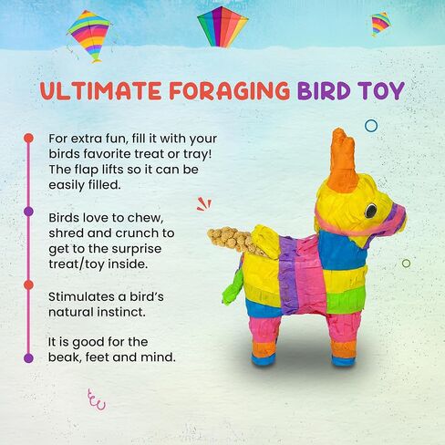 GFF Grass Flip Flops Donkey Pinata Bird Toy - لعبة الطيور المعلقة مقاس 10 بوصة للببغاوات المتوسطة والكبيرة، والرمادي الأفريقي، والرقبة الحلقية، والكونيور، والكويكرز، والسنغال in Kuwait
