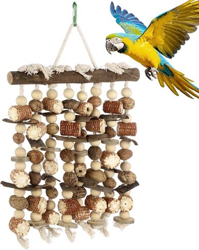 Large Bird Macaw Chew Toy, Natural Hanging Parrot Chewing Toy with Corn Cob, Bird Cage Accessories for Macaw, Cockatoo, Large and Medium Parrots in Kuwait