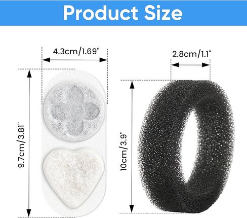 Upgrade Cat Water Filter Replacement Compatible with APAUK 108oz/3.2L Cat Fountain, Individually Packaged,Triple Filtration Carbon Filters for Pet Fountain, Includes 8 Filters and 8 Sponges in Kuwait