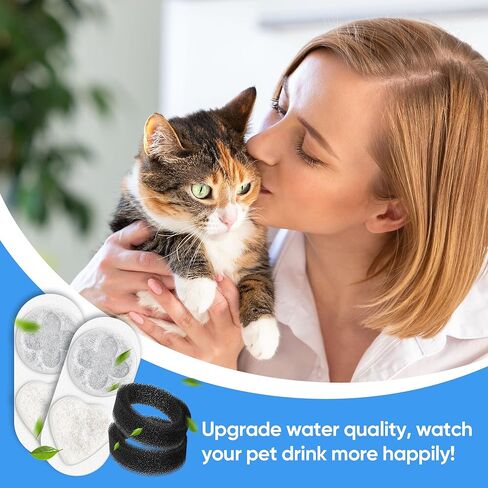 Upgrade Cat Water Filter Replacement Compatible with APAUK 108oz/3.2L Cat Fountain, Individually Packaged,Triple Filtration Carbon Filters for Pet Fountain, Includes 8 Filters and 8 Sponges in Kuwait