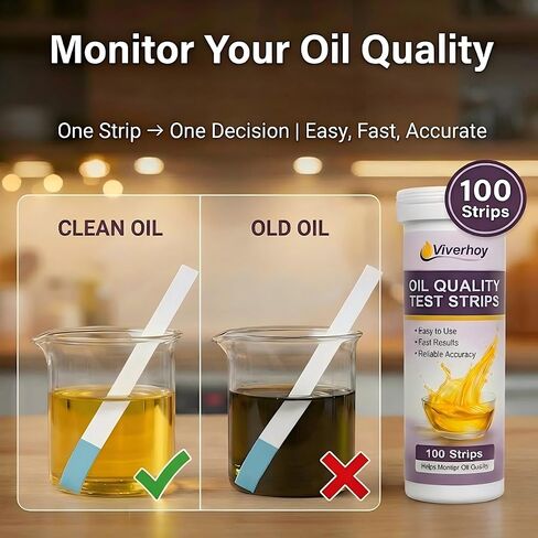 شرائط اختبار زيت المقلاة العميقة، عدد 100 - شرائط اختبار جودة الزيت لزيت الطبخ والقلي، جهاز اختبار زيت FFA للمطاعم وشاحنات الطعام والمطابخ التجارية in Kuwait