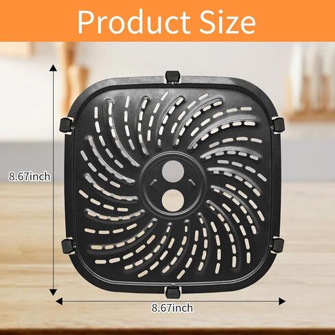 مقلاة شواء الهواء لمقلاة الهواء PowerXL Vortex Pro 6 QT، بيضاوية غير لاصقة 8.67 بوصة * 8.67 بوصة ملحقات قطع غيار مقلاة الهواء، سلة صينية الرف مع مصدات مطاطية، آمنة للاستخدام في غسالة الأطباق in Kuwait