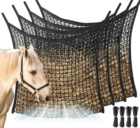 2 PCS Slow Feed Hay Net, Large Capacity Hay Bags for Horses, Easy-to-Hang Horse Feed Bag, Hay Nets for Horses as Horse Feeder for Full Day Feeding, Ideal for Horses Goat(31.5" x 35.1"-Black) in Kuwait