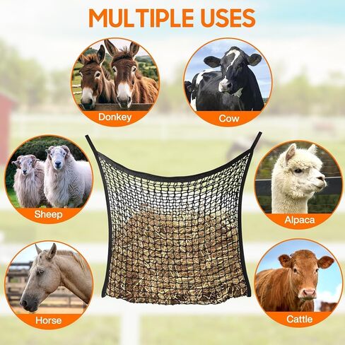 2 PCS Slow Feed Hay Net, Large Capacity Hay Bags for Horses, Easy-to-Hang Horse Feed Bag, Hay Nets for Horses as Horse Feeder for Full Day Feeding, Ideal for Horses Goat(31.5" x 35.1"-Black) in Kuwait