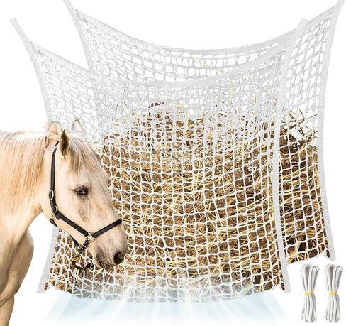 2 PCS Slow Feed Hay Net, Large Capacity Hay Bags for Horses, Easy-to-Hang Horse Feed Bag, Hay Nets for Horses as Horse Feeder for Full Day Feeding, Ideal for Horses Goat(31.5" x 35.1"-Black) in Kuwait