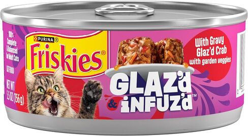 Purina Friskies Glaz’d and Infuz’d with Gravy Glaz’d Crab Flavored Wet Food for Cats - 5.5 Ounce (Pack of 24) in Kuwait