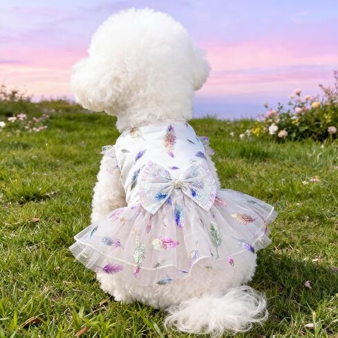 Satin Finish Dog Dress for Small Dog Girl Elegant Dog Birthday Dress Puppy Princess Dress Glittering Silks and Satin Wedding Cat Apparel Clothes for Birthday Wedding Party (Satin B, Small) in Kuwait