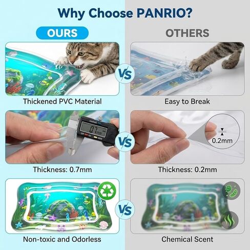 Interactive Cat Toy for indoor Cats, Upgraded Cat Water Mat with Fish - Thickened 0.7mm Enrichment Stimulating Water Sensory Play Mat, Water Bed Toys for Bored Adult Kitten Cats to Exercise & Hunting in Kuwait