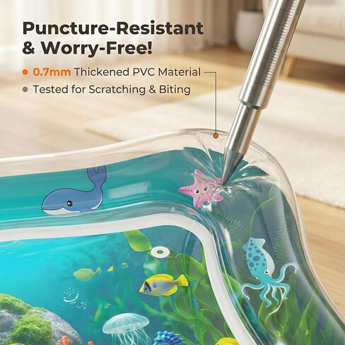 Interactive Cat Toy for indoor Cats, Upgraded Cat Water Mat with Fish - Thickened 0.7mm Enrichment Stimulating Water Sensory Play Mat, Water Bed Toys for Bored Adult Kitten Cats to Exercise & Hunting in Kuwait