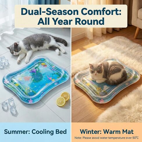 Interactive Cat Toy for indoor Cats, Upgraded Cat Water Mat with Fish - Thickened 0.7mm Enrichment Stimulating Water Sensory Play Mat, Water Bed Toys for Bored Adult Kitten Cats to Exercise & Hunting in Kuwait