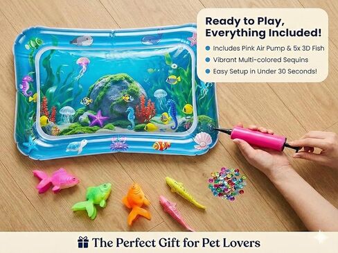 Interactive Cat Toy for indoor Cats, Upgraded Cat Water Mat with Fish - Thickened 0.7mm Enrichment Stimulating Water Sensory Play Mat, Water Bed Toys for Bored Adult Kitten Cats to Exercise & Hunting in Kuwait
