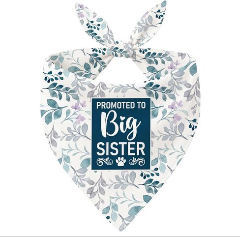 Promoted to Big Sister Dog Bandana, Pink Floral Pet Dog Scarf for Small Medium Dogs, Pet Dog's Scarves Accessories, Dogs Kerchief Triangle Bibs Scarf for Girl or Boy in Kuwait