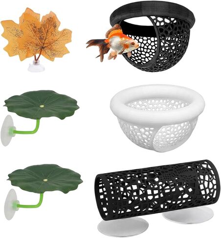 Betta Hammock, Betta Fish Tank Accessories, 6 Pcs Set Aquarium Floating Decor with Tunnel, Betta Fish Hammock and Resting Spots, Betta Floating Hide for Small Fish in Kuwait