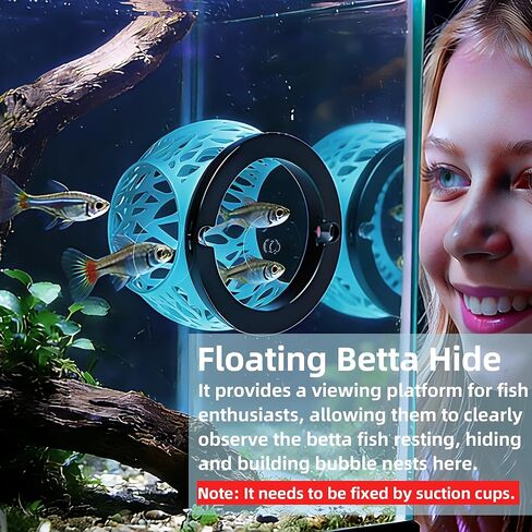 Floating Betta Hideout Cave for Aquarium, Multi-Function Resting Hammock & Shrimp Feeder with Fish Feeding Ring, Betta Fish Tank Accessories, Aquarium Decor & Fish Tank Decor（Ice Blue） in Kuwait