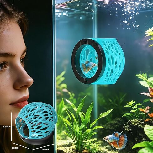 Floating Betta Hideout Cave for Aquarium, Multi-Function Resting Hammock & Shrimp Feeder with Fish Feeding Ring, Betta Fish Tank Accessories, Aquarium Decor & Fish Tank Decor（Ice Blue） in Kuwait