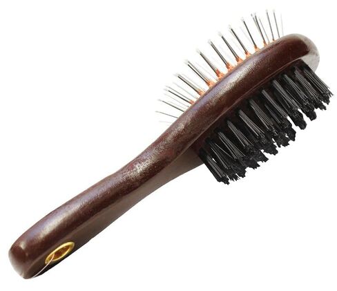 Rocky Mountain Goods Dog Brush – Double Sided Pin & Bristle Brush with Wooden Handle, Pet Grooming Brush for Dogs & Cats, Detangling, Shedding & Healthy Coat in Kuwait