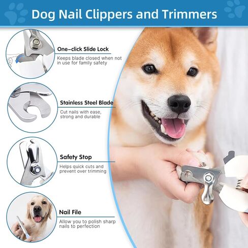 Dog Brush Dog Grooming Kit 7PCS Dog Brush for Shedding-Dog Brushes for Grooming, Dematting Comb for Dogs, Cat Nail Clipper with Nail File, Flea Comb, Pet Comb, Pet Bath Brush-Blue in Kuwait