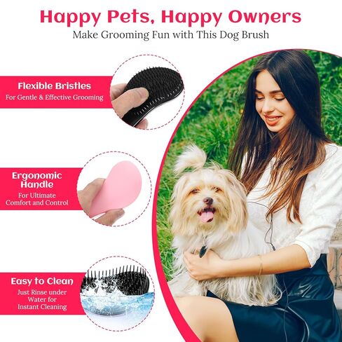 Puppy Brushes for Small Dogs - 2Pcs Soft Pet Grooming Brush for Yorkie, Shih Tzu, Maltipoo & Maltese, Gentle Detangling Shedding Brush for Wet or Dry Fur (Blue + Pink) in Kuwait