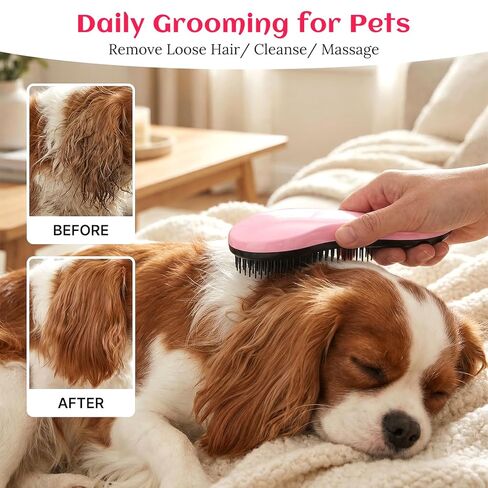 Puppy Brushes for Small Dogs - 2Pcs Soft Pet Grooming Brush for Yorkie, Shih Tzu, Maltipoo & Maltese, Gentle Detangling Shedding Brush for Wet or Dry Fur (Blue + Pink) in Kuwait