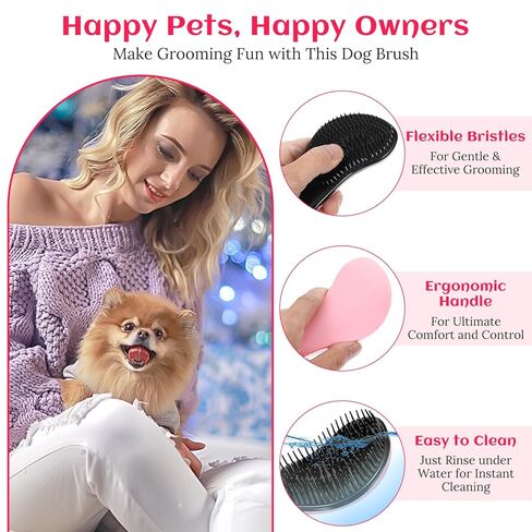 Puppy Brushes for Small Dogs - 2Pcs Soft Pet Grooming Brush for Yorkie, Shih Tzu, Maltipoo & Maltese, Gentle Detangling Shedding Brush for Wet or Dry Fur (Blue + Pink) in Kuwait