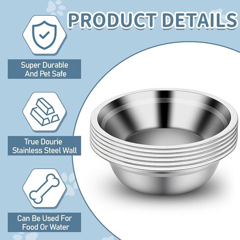 6-Pack Stainless Steel Dog Bowls, 8.26" Metal Food and Water Dish, Replacement Metal Pet Puppy Food Water Bowl Set Suit Dishwasher Safe for Small Medium Large Dogs Cats in Kuwait