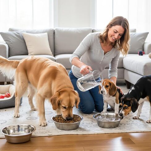 6-Pack Stainless Steel Dog Bowls, 8.26" Metal Food and Water Dish, Replacement Metal Pet Puppy Food Water Bowl Set Suit Dishwasher Safe for Small Medium Large Dogs Cats in Kuwait
