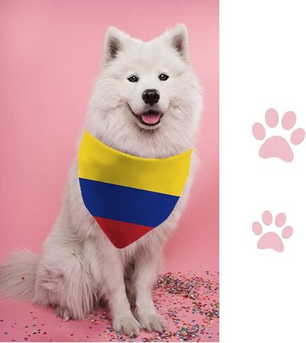 JXGZSO 1 Piece Colombian Flag Triangle Dog Bandana Colombian Theme Dog Gift Colombian Merchandise (Colombian Flag Dog) in Kuwait
