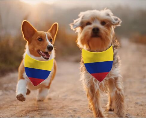 JXGZSO 1 Piece Colombian Flag Triangle Dog Bandana Colombian Theme Dog Gift Colombian Merchandise (Colombian Flag Dog) in Kuwait