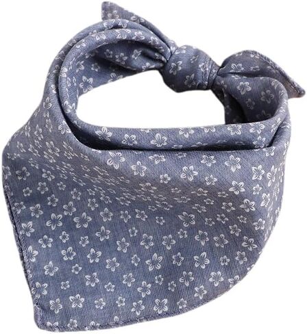 Dog Bandanas Cat Cute Soft Cotton Puppy Flowers Scarfs Washable Daily Handkerchief Comfortable Gifts, Adjustable Accessories for Small Medium Large Pup Pet (Blue) in Kuwait